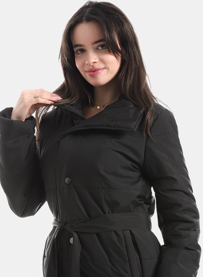 Andora Mid-Length High-Collar Puffer_Black - Image 3
